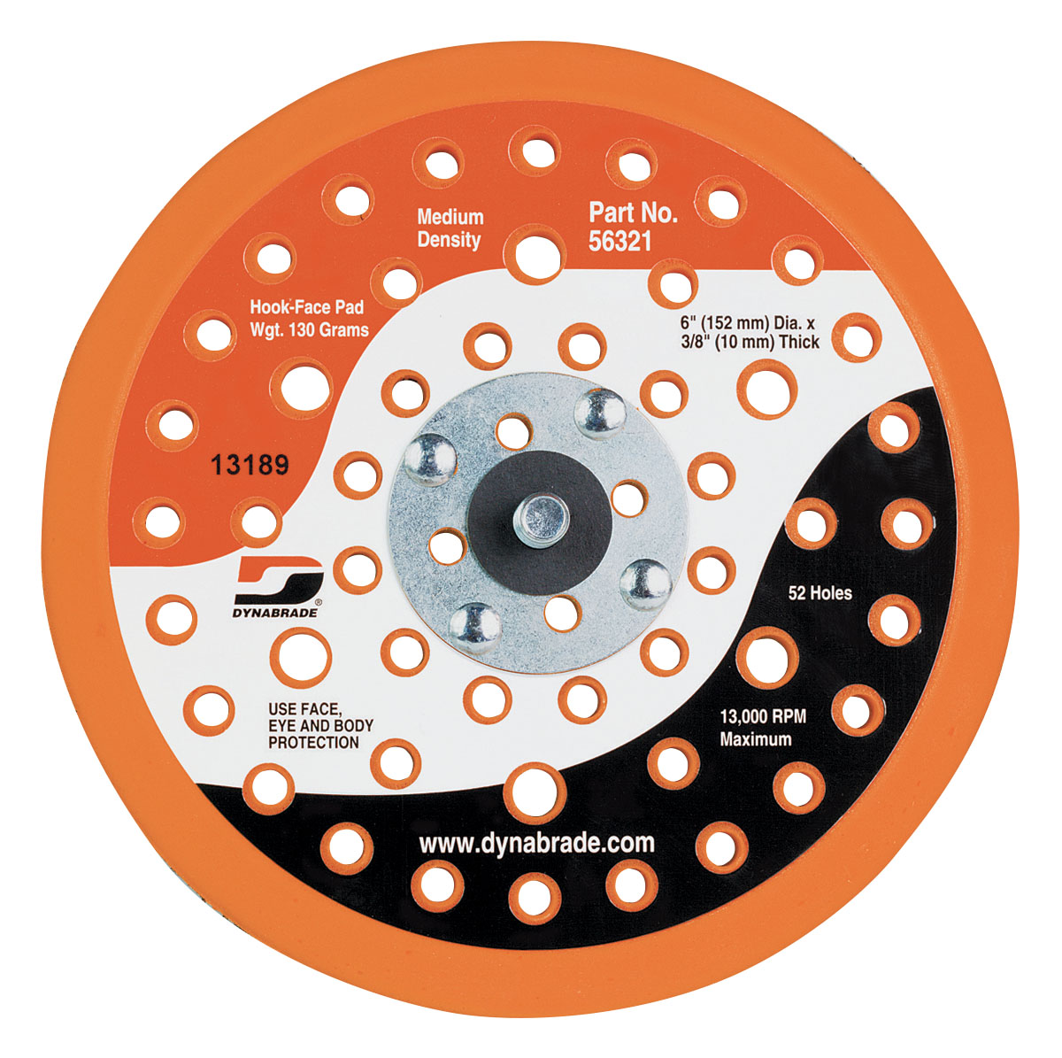 6" (152 mm) Dia. Vacuum Disc Pad, Hook-Face, 52 Holes - Power Tool Parts & Other